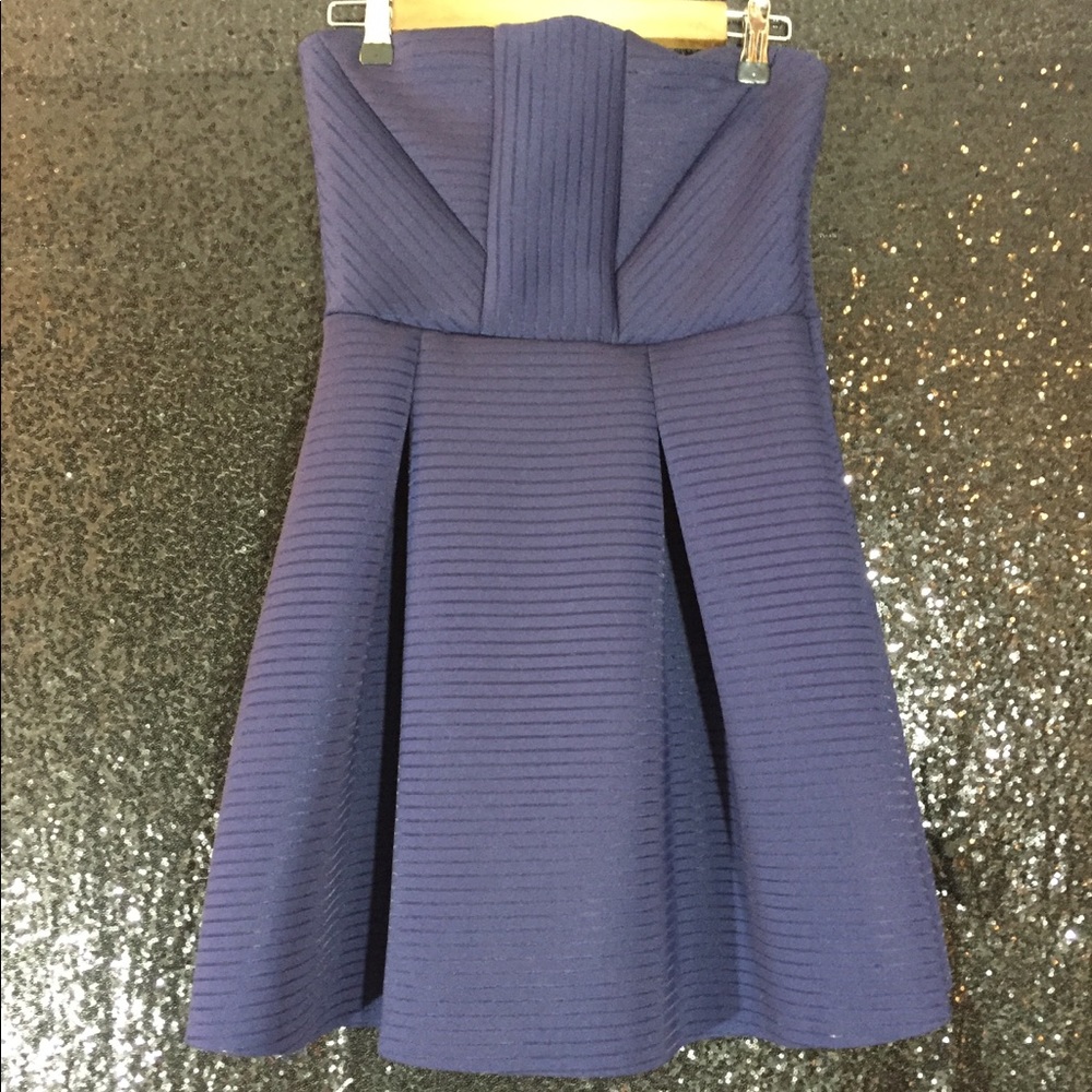 Navy blue strapless dress